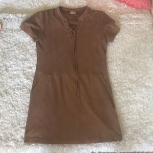 Paper Crane Brown Suede Dress